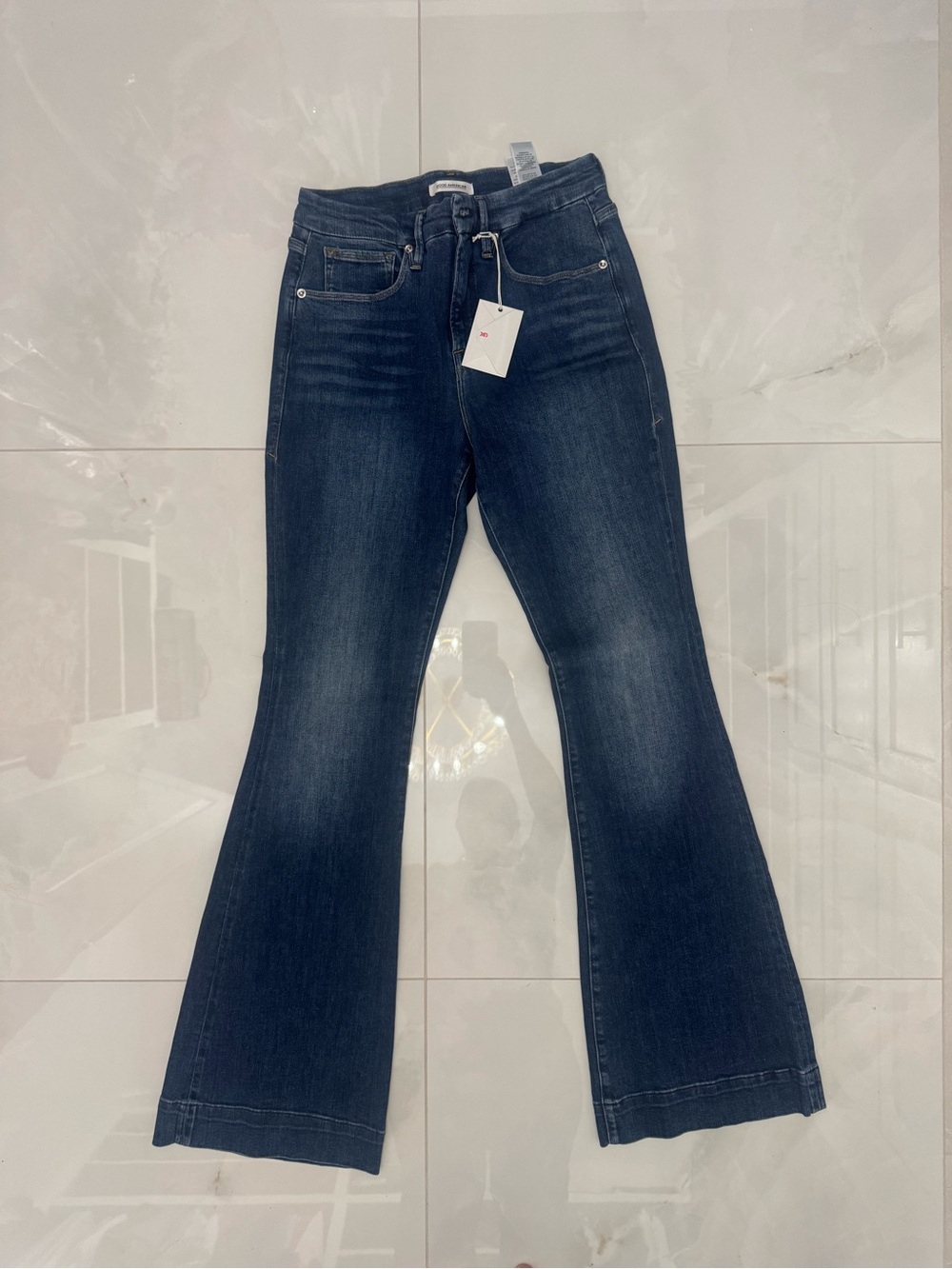 Good American Dark Blue Flare Jeans